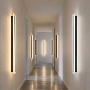 LED Linear Wall Sconce Modern Black Long Strip Wall Lamp for Living Room Corridor Office Indoor Home Lighting