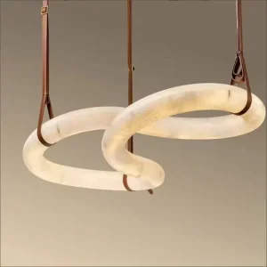 LED Marble Villa Lighting Customizable Modern Pendant Light Indoor Hanging Lamp Ring Chandelier