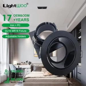 LED Module Spot Housing Recessed Downlight Holder Office GU10 MR16 Fixture Frame Aluminum Iron Plastic Ceiling Bulb Round Square