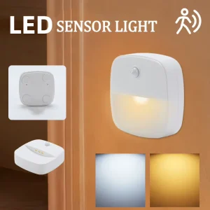 LED Motion Sensor Night Light Battery Operated Warm White Auto On Light Sensor for Cabinet Stairs Closet Under Cabinet Lighting