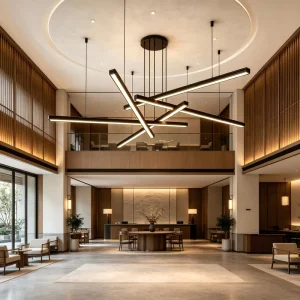 LED Office Commercial Pendant Linear Lighting Fixtures Modern Living Room Stairs Pendant Light Black Remote Aluminum 3-Year IP40