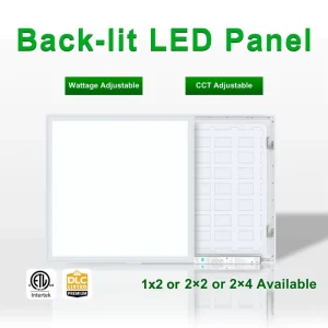 LED Office Panel Light 100-277Vac ETL DLC 2*2ft Back Lit Panel Light Office Indoor Commercial Lighting Power & CCT Switchable