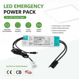 LED Panel Light Emergency Backup 3W 5W 8W LiFePO4 Battery Pack Plug and Play Driver CB CE SAA Certified 3 Hour Converter Unit