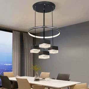 LED Pendant Lamp Luxury Iron Glass Chandelier for Home