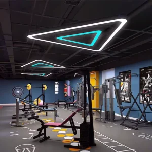 LED Pendant Light Modern Industrial Triangle Geometric Double Color Frame Linear Hanging Lamp Custom Size for Gym Studio