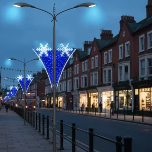 LED Pole Motif Light 2D Snowflake Pattern IP65 Christmas Halloween 1.8m x 0.8m 220V Outdoor Landscape Modeling Light White Blue