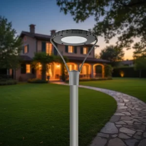 LED Post Top Light Fixture 60W AC IP66 Outdoor Street Area Pole Lighting Die-casting Aluminum Garden Light Remote Control Motion