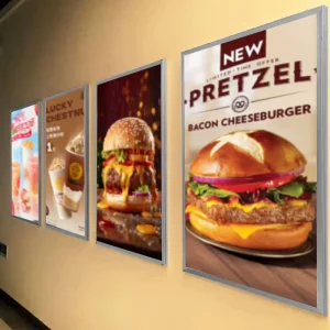 LED Poster Frame for Restaurant and Cinema Aluminum Frame Tempered Glass Light Box