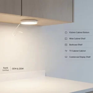 LED Puck Light 12V Sensor Eco Friendly Dimmable ABS Plastic for Wine Cabinets Bookcases TV Cabinets Hotel Minibars 5017 23