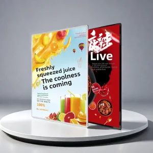 LED Pull-out Ultra-thin Square Light Box Wall-mounted Billboard Tempered Glass Panel Easy Poster Replacement Display Sign