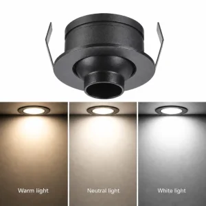 LED Recessed Cabinet Lamp 1W 25° 40° Beam CRI90 USA Aluminum Black 30mm Cutout 25mm