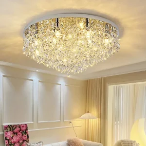 LED Round Crystal Ceiling Lamp Pendant Lights for Indoor Decoration Living Room Hotel Shop Hall