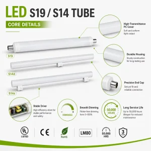 LED S14 S19 Tube Light S14s S14d 4W 5W 7W 8W Dimmable Indoor Linear Lamp AC100 277V