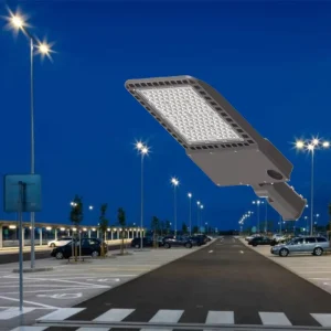 LED Shoebox Light With Pole Mount Bracket for Parking Lot Roadway Plaza and Large Outdoor Area Lighting Projects
