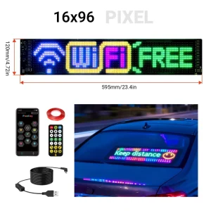 LED Sign 16*96 IP65 Waterproof USB Flexible Eco Friendly Portable Display Screen LED Display Panel Decoration