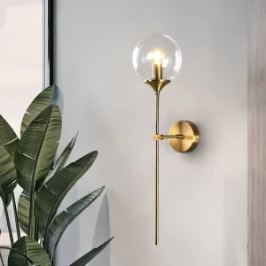 LED Simple Luxury Round Ball Smoke Grey Glass Bathroom Bedroom Decorative Wall Lamp