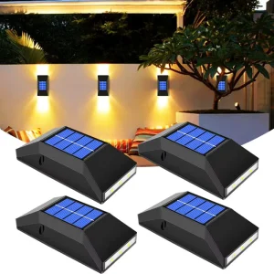 LED Solar IP65 Waterproof Outdoor Wall Light with 6 LEDs 8 Hours Lighting Auto Dimmer and Up/Down Adjustable