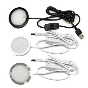 LED Spotlight with Switch Indoor Mini Ultra Thin 5V USB 3M Adhesive Surface Mounted Under Cabinet Lighting Display Lamp