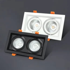 LED Square Recessed One Head Two Heads 3000K 4000K 6000K Ceiling Direction Adjustable Grille Spotlights