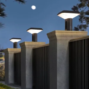 LED Stainless Steel Solar Post Lamp Waterproof Solar Column Head Commercial Solar Street Lights