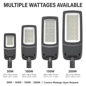LED Street Light 50W 100W 150W 200W Waterproof Die Cast Aluminum CE RoHS Factory Direct Bulk Supply Low MOQ