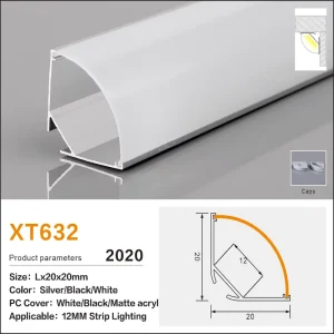 LED Strip Aluminum Profile 2 Meter 3 Meter LED Channel Housing for Architectural Linear Lighting 20*20