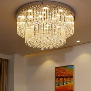 LED Surface Mounted Modern Ceiling Lighting Crystal Ceiling Chandelier Round Ceiling Lights for Villa Hotel