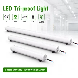 LED Tri Proof Light IP66 120° Beam Angle Factory Warehouse Cold Storage CE RoHS 5 Years Warranty