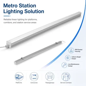 LED Tri Proof Linear Light for Metro Station Platforms Passageways and Underground Transit Lighting Projects