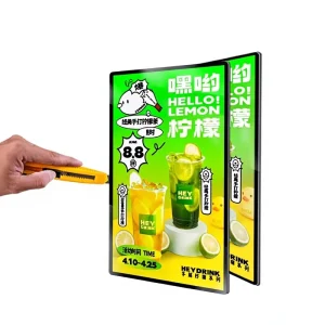 LED Ultra Thin Aluminum Alloy Frame Light Box Custom Advertising Board Wall Mounted Removable Tempered Glass Illuminated Poster
