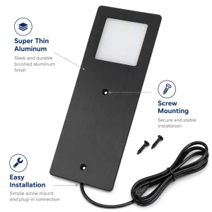 LED Under Cabinet Lighting Cabinet Spots Modern Black Aluminum Lights CRI 90 24V 3000K Warm Brushed