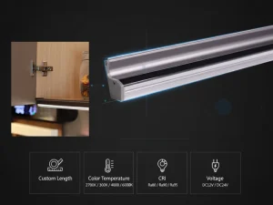 LED Under Cabinet Lighting for Kitchen Wall Cabinets with Handleless Profile and Integrated Design