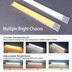 LED Under Cabinet Lights Night Kitchen Bathroom Mirror Light 3CCT Smooth Dimming Flicker Free LED Motion Sensor