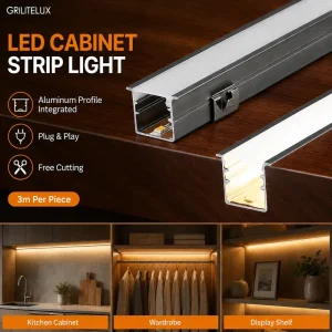 LED Under Cabinet Strip Light Cabinet Light Bar Built-in Layer Shelf Aluminum Profile DC12V DuPont Bar Lamp with LED Strip