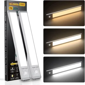 LED Under Cabinet Strip Lights Motion Sensor Rechargeable Night Light Wireless Magnetic Closet Lamp for Kitchen Stairs