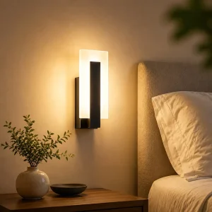 LED Wall Lamp Minimalist Modern Rectangular Bedside Lamp Iron PC 110 220V for Bedroom Living Room Hallway LED Wall Sconce