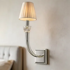 LED Wall Lamp Modern Simple Copper Chrome Color with Warm Cloth Lampshade Chandeliers and Pendant Lights