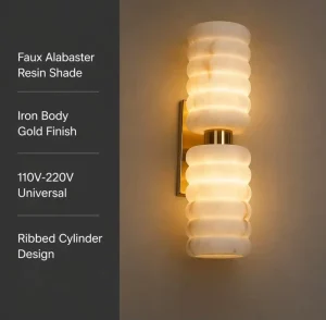 LED Wall Lamp Nordic Gold Alabaster Wall Lamp Tiered Stone Sconce Interior Decorative Lighting for Luxury Villa Bedside
