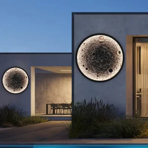 LED Wall Light Moon Dimmable Round 3D Moon Lamp Bedroom Night Light Wall Decor Indoor Light Modern LED Moon Wall Lamps