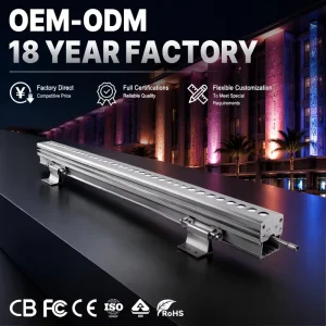 LED Wall Washer Bar Outdoor IP66 RGBW DMX512 36W Linear Light Bar for Building Facade Architectural Lighting