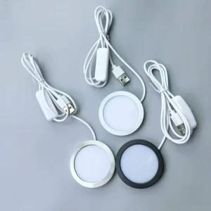 LED WarmWhite Under Cabinet Light 5V 12V Slim Aluminum Puck Light Accent Display Lighting for Under Obove Counter Bar Shelf Back