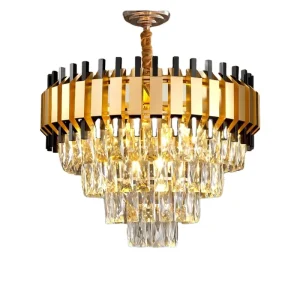 LIANGTE Custom Round Pendant Light Home Decorative Hotel Lamps Fixture Gold New LED Modern Luxury K9 Crystal Chandelier