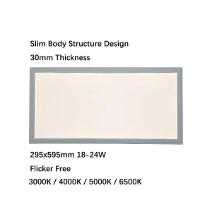 LICCOLED Commercial LED Flat Panels 1x2FT 295x595mm 24W 2400lm RA80 Backlit Aluminum Profile IP20 5 Year for Office Corridor
