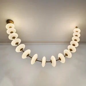 Lamp Chandelier Modern Vintage Brass with Steel Glass for High Ceiling Indoor Arched U shaped Arched Lighting Swag Light