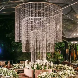 Large Banquet Wedding Decoration Custom Engineering Projects Luxury Romantic Hotel Long Pendant Light Modern LED Chandelier