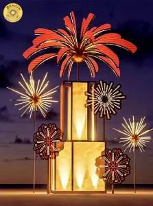 Large Commercial Outdoor Firework Lights IP65 Rated LED 1500 Lumens Custom Festival Scenic Spot Lighting