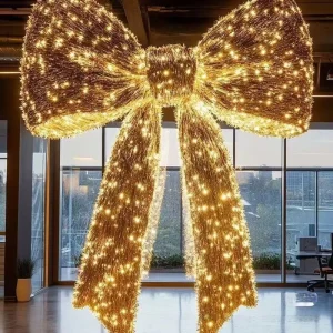 Large Iron Lamp LED Lit Bow for Christmas Outdoor Waterproof Decoration Festive Ambiance Props for Mall Party Gathering Displays