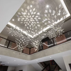 Large Modern Chandelier Light Lobby Glass Snowflake Pendant Decorative Light for Hotel