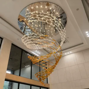 Large Modern Creative Hotel Lobby Pendant Light Exhibition Hall Villa Custom Glass Stair Lamps Pendant Lighting Chandelier