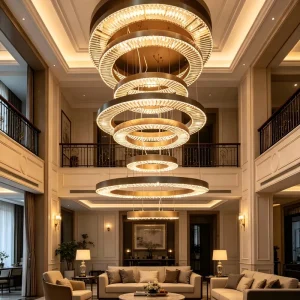 Large Modern Spiral Crystal Stainless Steel Chandelier Custom Luxury Ring Pendant Light LED 2 Year Warranty Hotel Lobby Villa